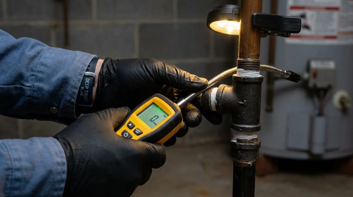 Gas leak detection with electronic sniffer by Johns Plumbing LLC in Dennis Port